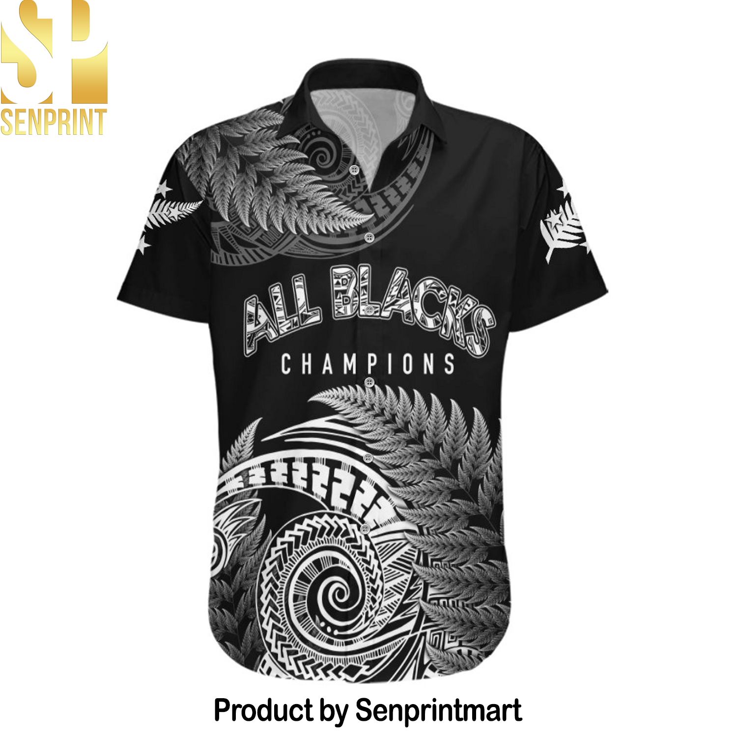 New Zealand Rugby Aotearoa Silver Ferns Champions 3D Hawaiian Print Aloha Button Down Short Sleeve Shirt