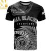 New Zealand Rugby Aotearoa Silver Ferns Champions Best Outfit Hawaiian Print Aloha Button Down Short Sleeve Shirt