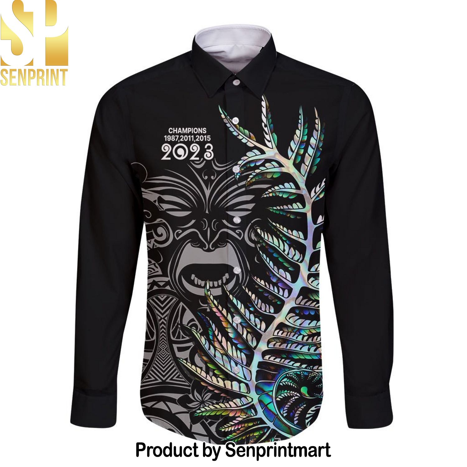 New Zealand Rugby Long Sleeve NZ Black Fern Champions History With Papua Shell New Version Hawaiian Print Aloha Button Down Short Sleeve Shirt