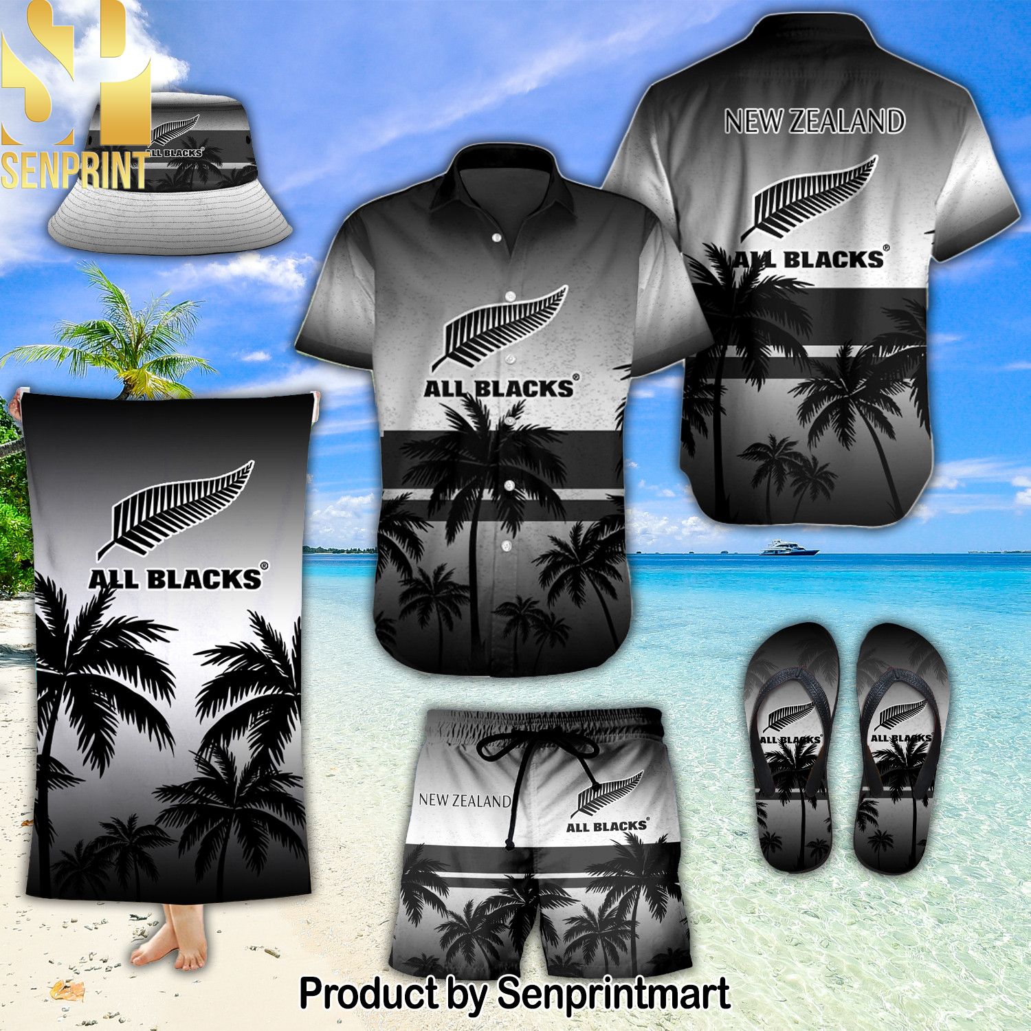 New Zealand Short Pant Bucket Hat Fliplop New Fashion Full Printed Hawaiian Print Aloha Button Down Short Sleeve Shirt