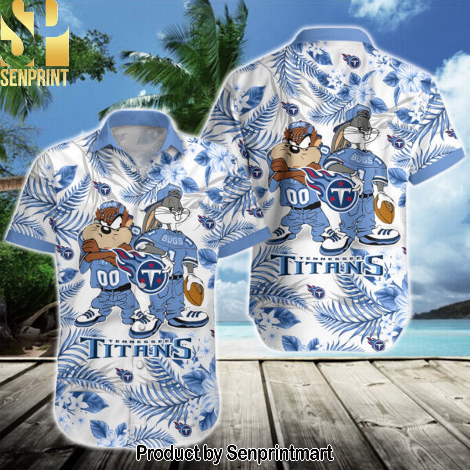 NFL Tennessee Titans Best Combo 3D Hawaiian Print Aloha Button Down Short Sleeve Shirt