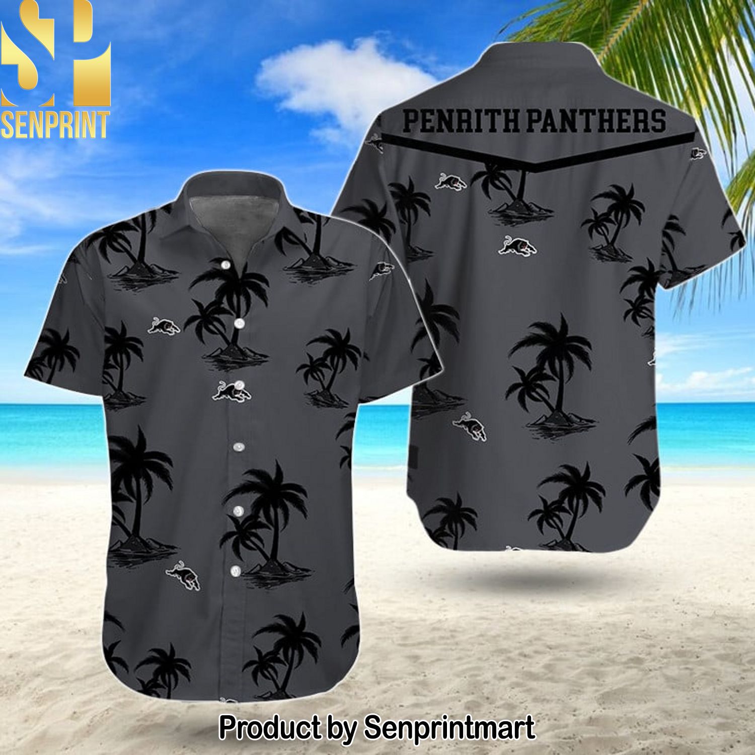 NRL Penrith Panthers Hot Outfit All Over Print Hawaiian Print Aloha Button Down Short Sleeve Shirt
