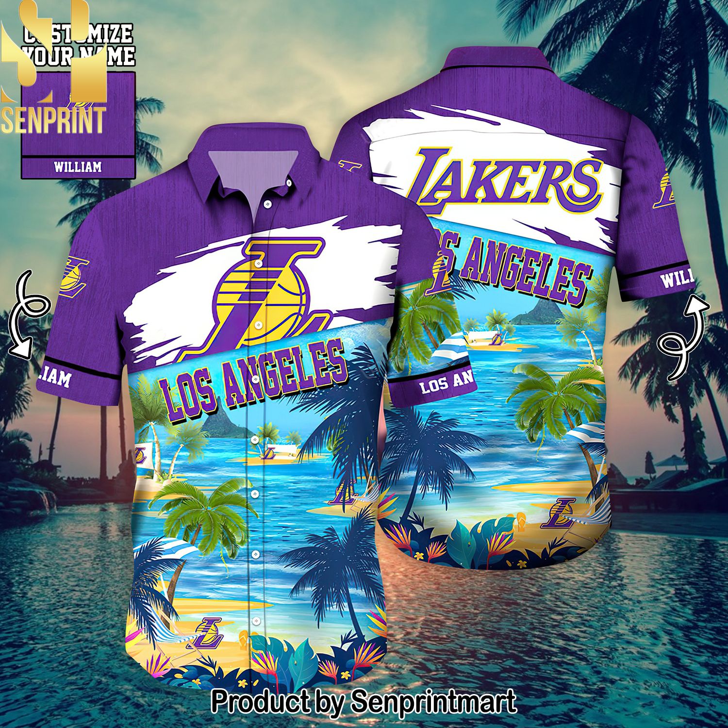 Personalized Name Los Angeles Lakers Sports Team For Fans 3D Hawaiian Shirt