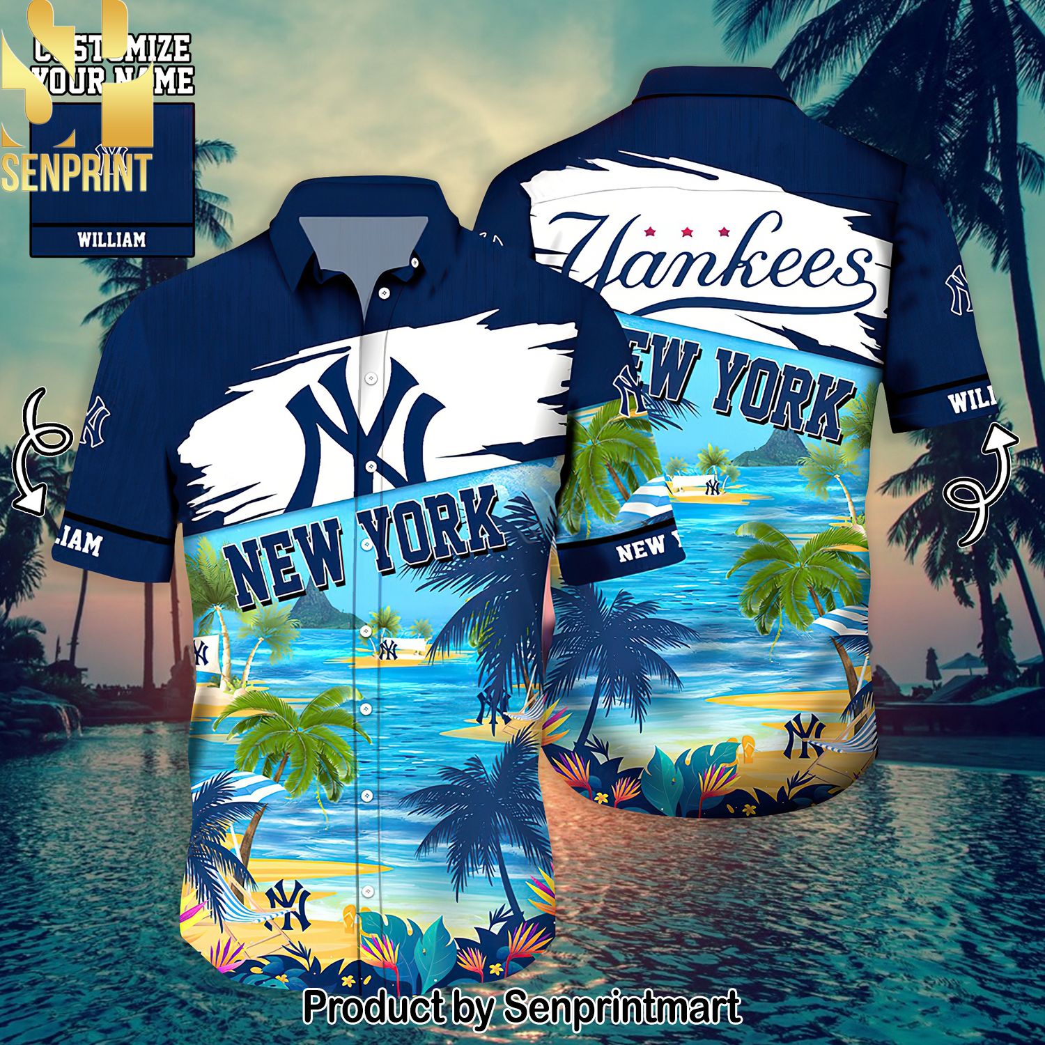 Personalized Name New York Yankees Sports Team For Fans All Over Printed Hawaiian Shirt