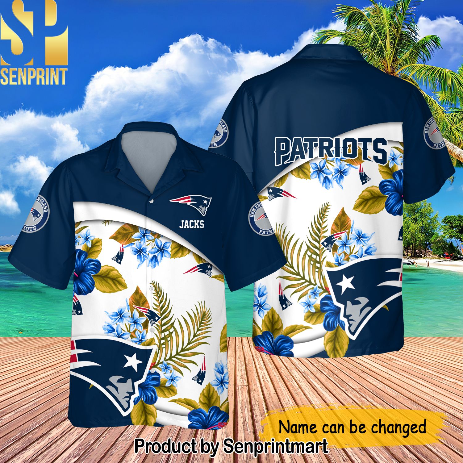 Personalized National Football League New England Patriots Full Printing Hawaiian Shirt