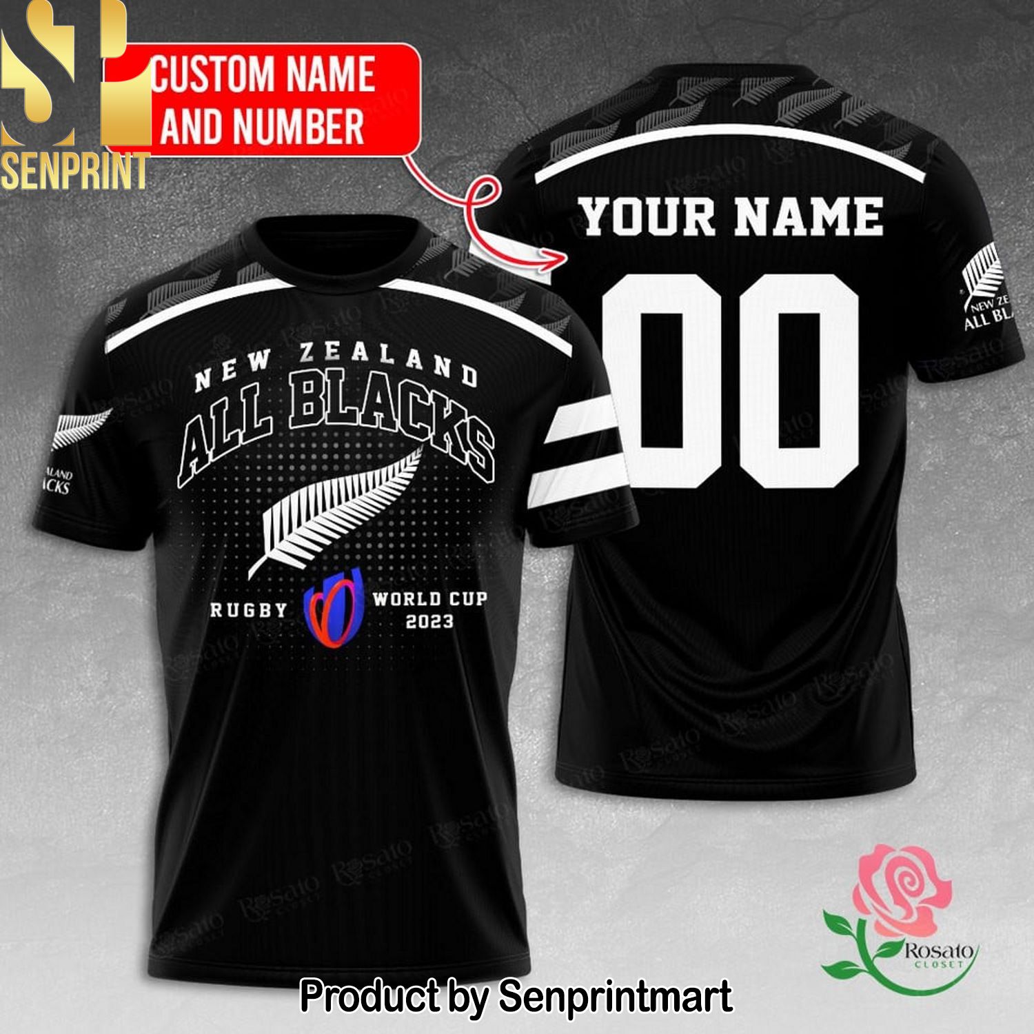 Personalized New Zealand x Rugby World Cup Apparels All Blacks Rugby Rosato Closet Classic Full Printing Hawaiian Print Aloha Button Down Short Sleeve Shirt