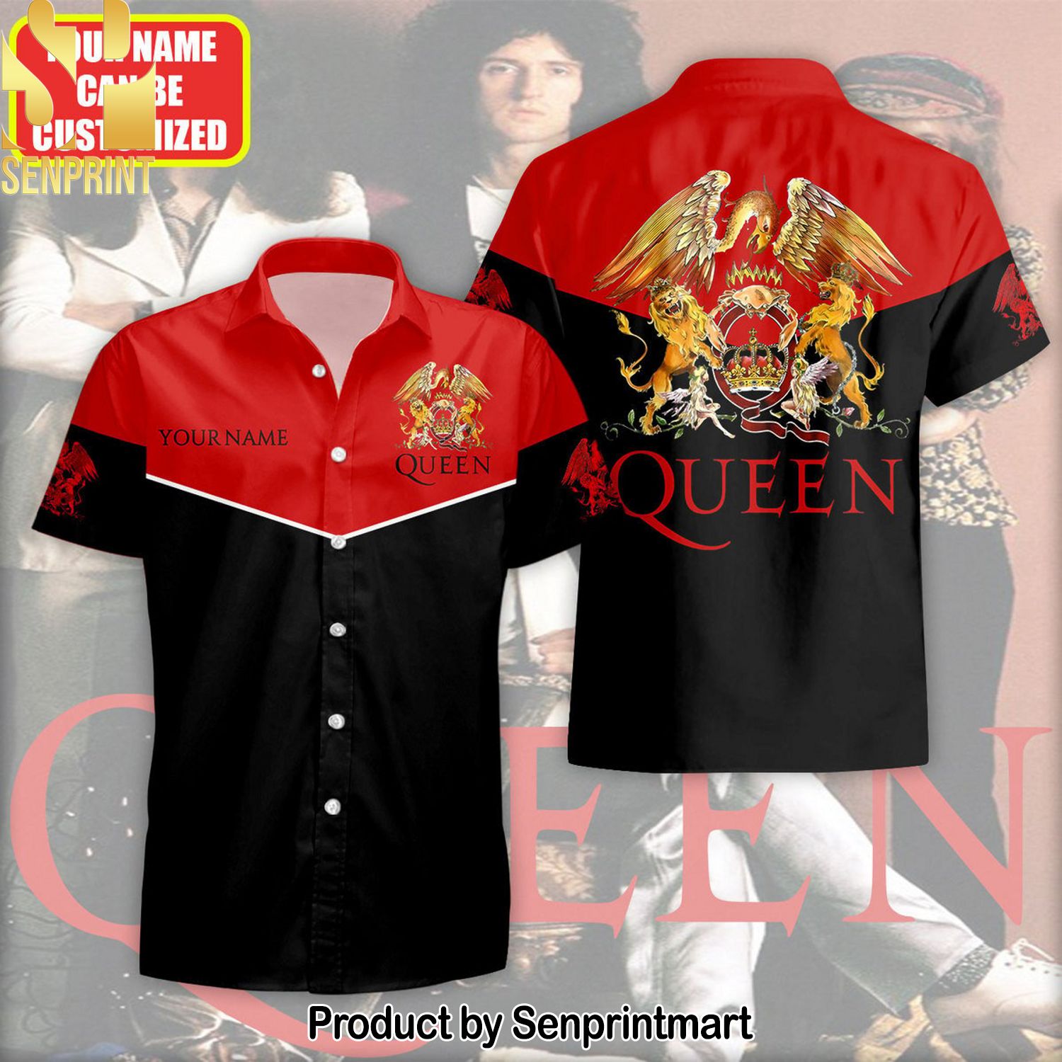 Personalized Queen Q Tropical New Fashion Full Printed Hawaiian Print Aloha Button Down Short Sleeve Shirt