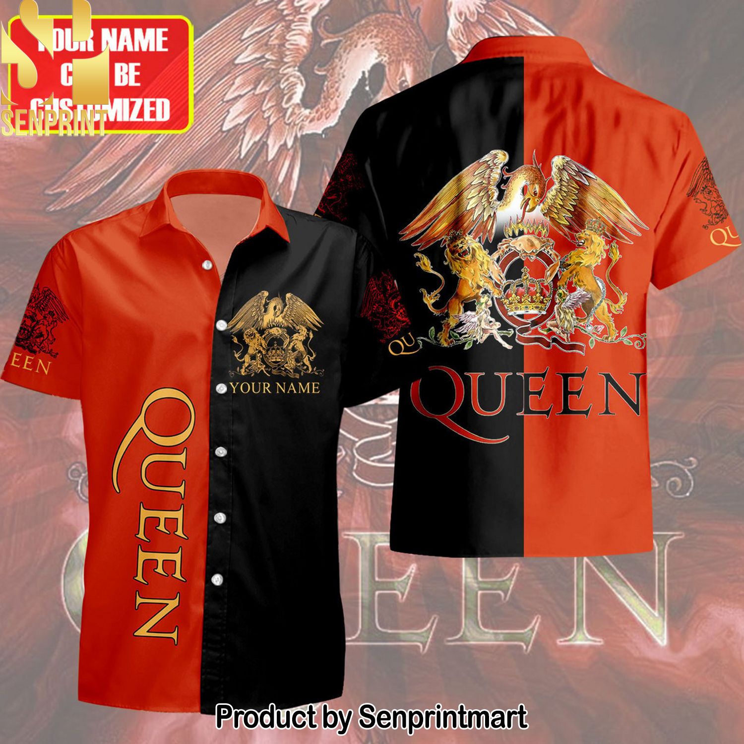 Personalized Queen Tropical Unisex All Over Print Hawaiian Print Aloha Button Down Short Sleeve Shirt