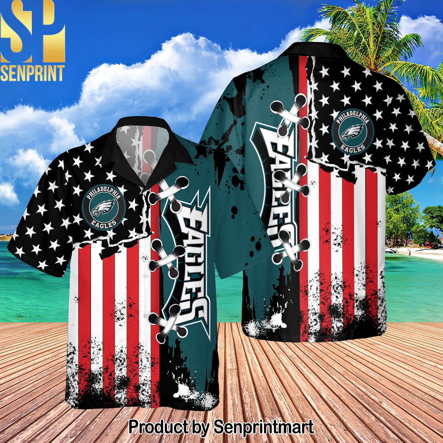 Philadelphia Eagles National Football League American Flag Color Independence Day For Sport Fan All Over Printed Hawaiian Shirt