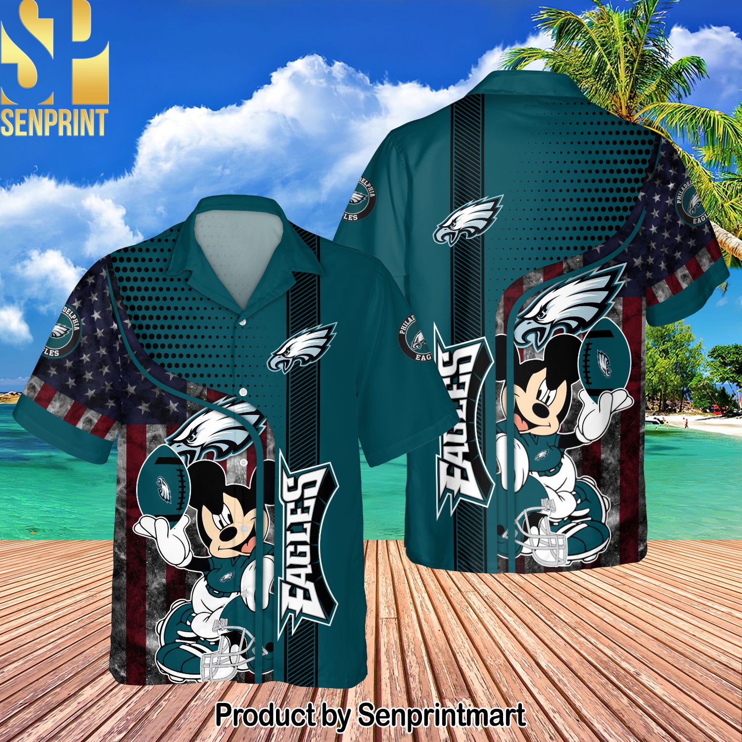 Philadelphia Eagles National Football League Mickey For Fan Full Printed Hawaiian Shirt