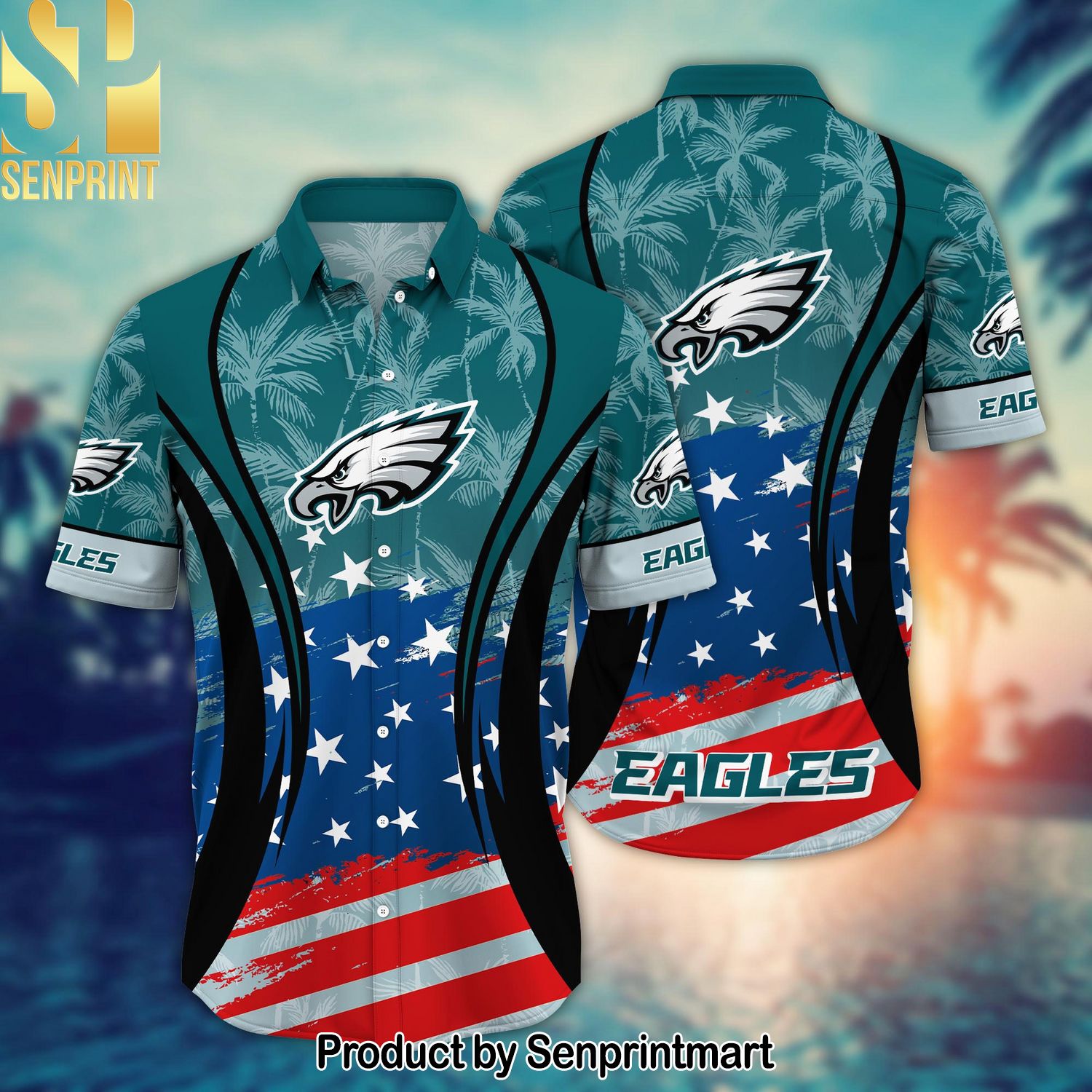 Philadelphia Eagles National Football League Summer 4th Of July USA Flag For Fan All Over Print Hawaiian Shirt