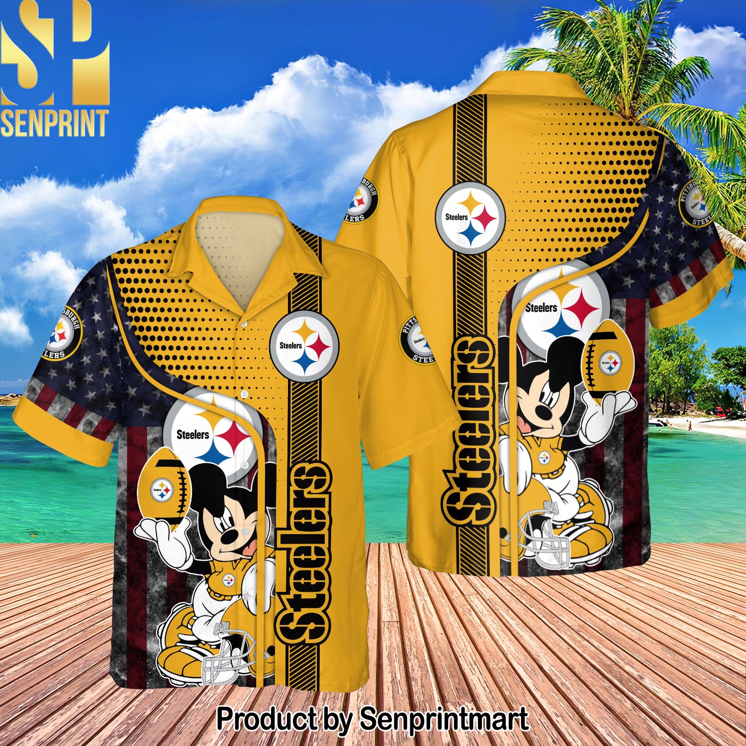 Pittsburgh Steelers National Football League Mickey For Fans All Over Printed Hawaiian Shirt