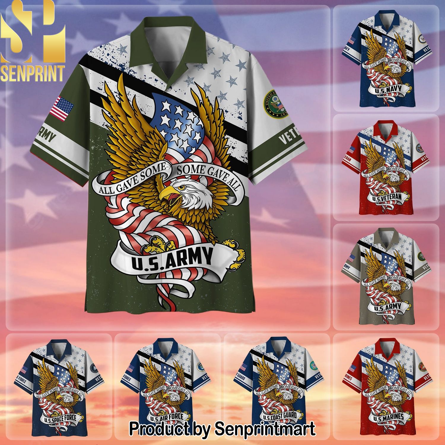 Premium All Gave Some Some Gave All US Veteran 3D Full Print Hawaiian Print Aloha Button Down Short Sleeve Shirt