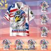 Premium American Pride US Veteran Full Print Hawaiian Print Aloha Button Down Short Sleeve Shirt