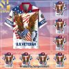 Premium Eagle US Veteran New Style Hawaiian Print Aloha Button Down Short Sleeve Shirt