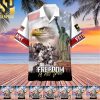 Premium Freedom Is Not Free US Veteran Full Print 3D Hawaiian Print Aloha Button Down Short Sleeve Shirt