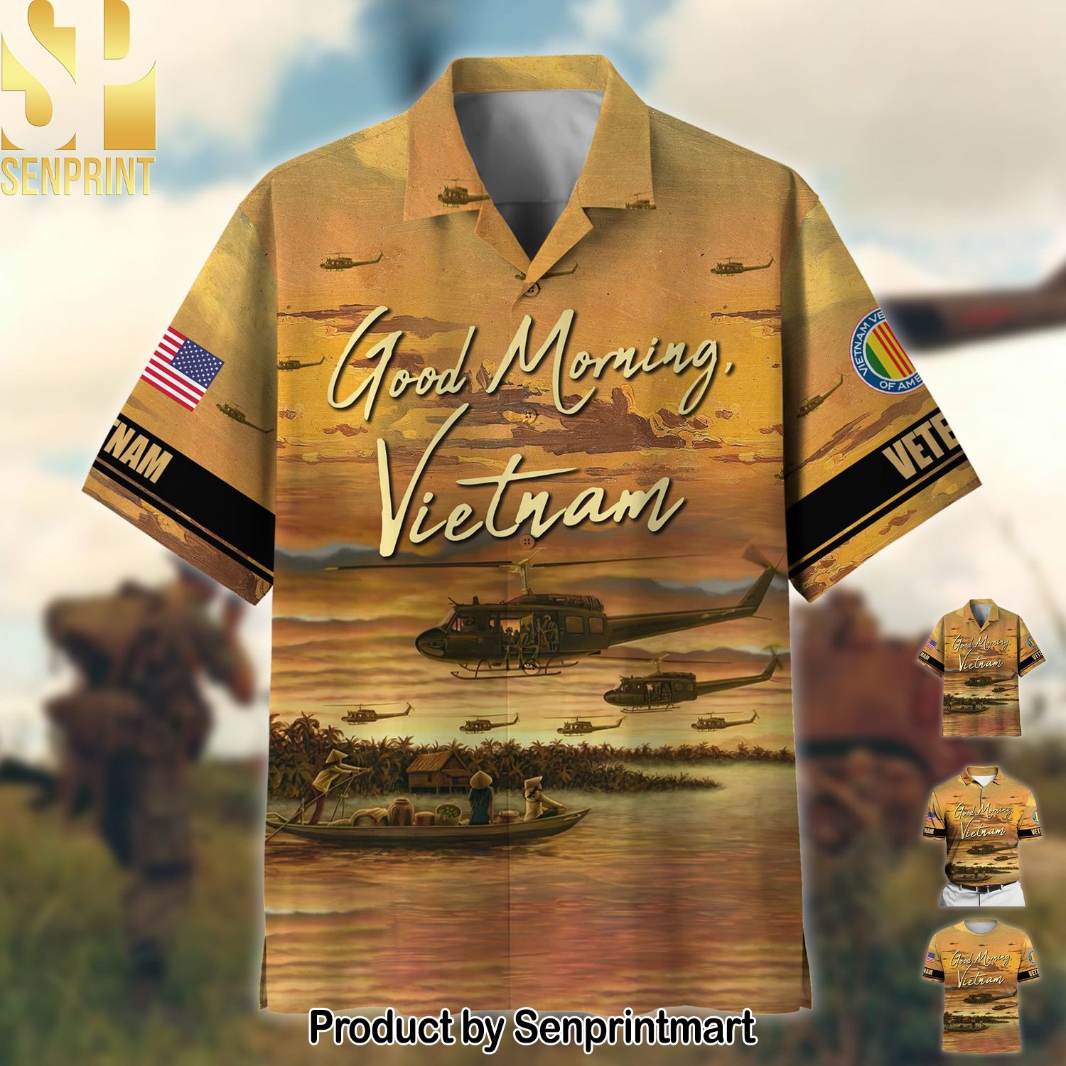 Premium Good Morning Vietnam Full Print Unisex Hawaiian Print Aloha Button Down Short Sleeve Shirt