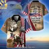 Premium Honoring All Who Served US Veteran Classic Full Printed Hawaiian Print Aloha Button Down Short Sleeve Shirt