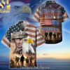 Premium Multiple US Military Services US Veteran Hot Version Hawaiian Print Aloha Button Down Short Sleeve Shirt