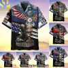 Premium United States Multiple Service Veteran Unisex All Over Printed Hawaiian Print Aloha Button Down Short Sleeve Shirt