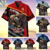 Premium United States Multiple Service Veteran YL. Full Printed Hawaiian Print Aloha Button Down Short Sleeve Shirt