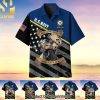 Premium United States Multiple Service Veteran YL. New Fashion Hawaiian Print Aloha Button Down Short Sleeve Shirt