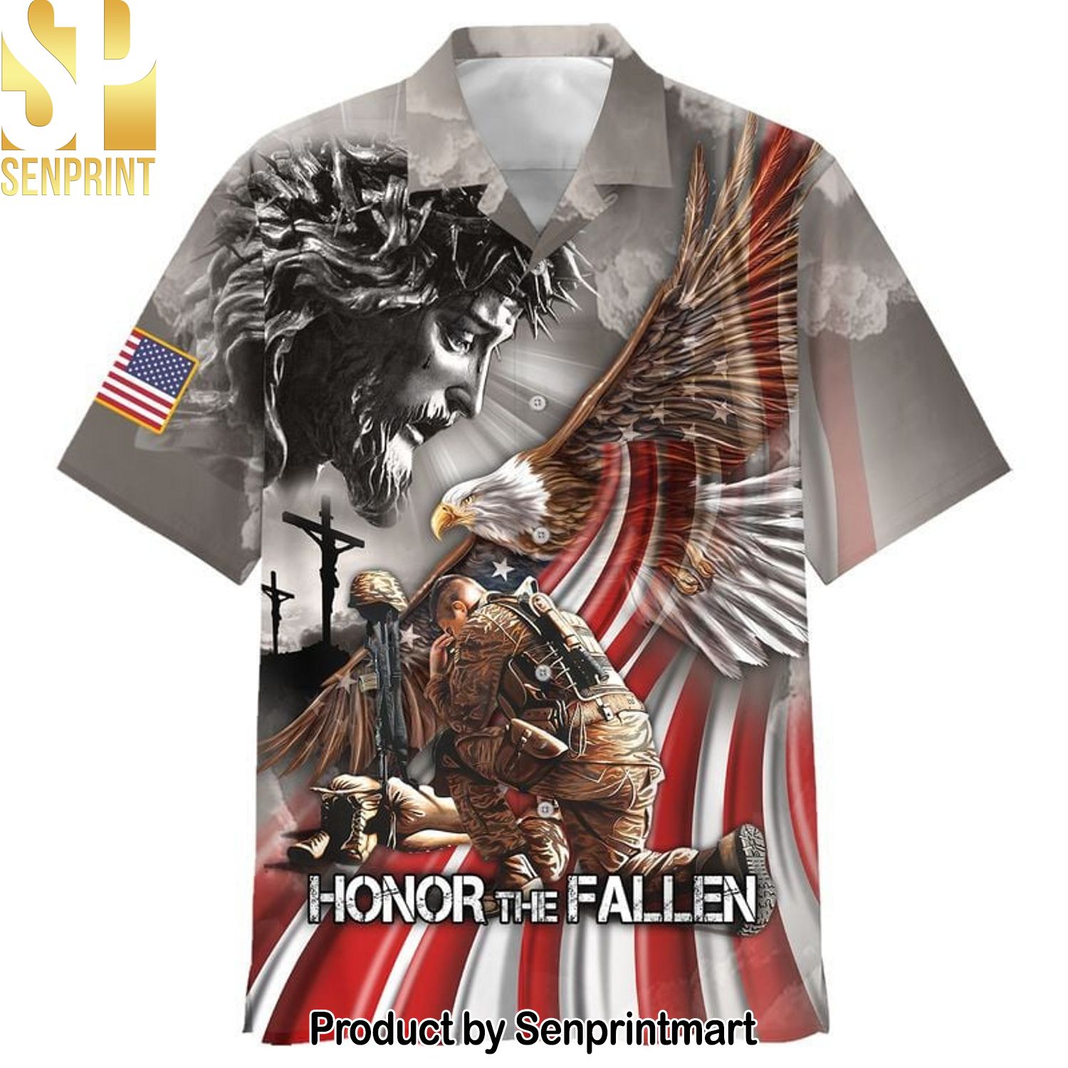 Premium United States Veteran Best Combo Full Printing Hawaiian Print Aloha Button Down Short Sleeve Shirt