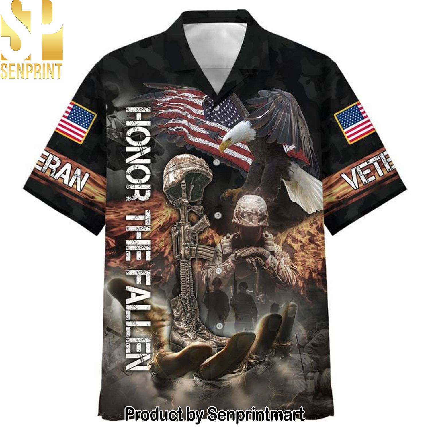 Premium United States Veteran Street Style For Fans All Over Print Hawaiian Print Aloha Button Down Short Sleeve Shirt