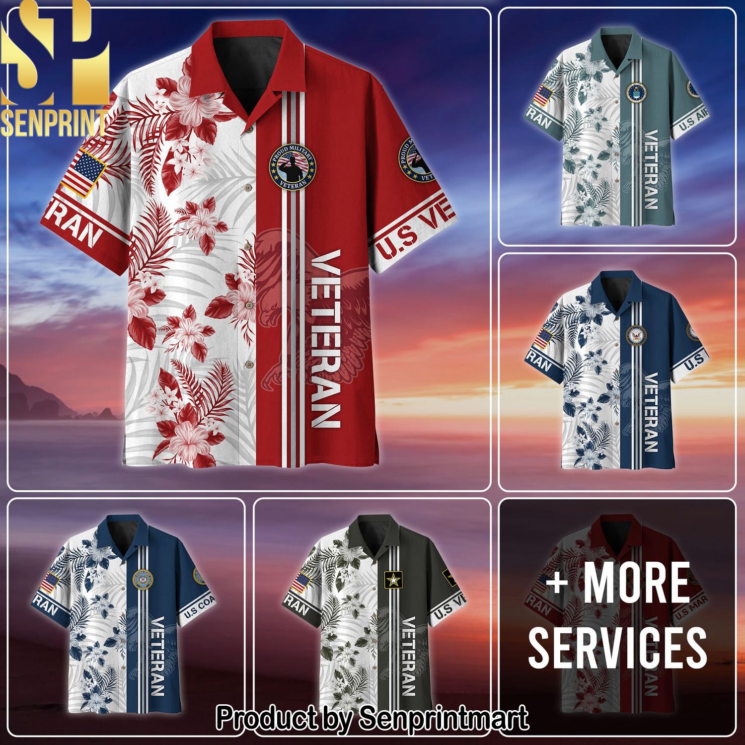 Premium US Veteran Best Outfit 3D Hawaiian Print Aloha Button Down Short Sleeve Shirt
