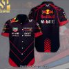 Red Bull Racing F Full Printing Hawaiian Print Aloha Button Down Short Sleeve Shirt