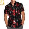 Rock Band R Awesome Outfit Hawaiian Print Aloha Button Down Short Sleeve Shirt