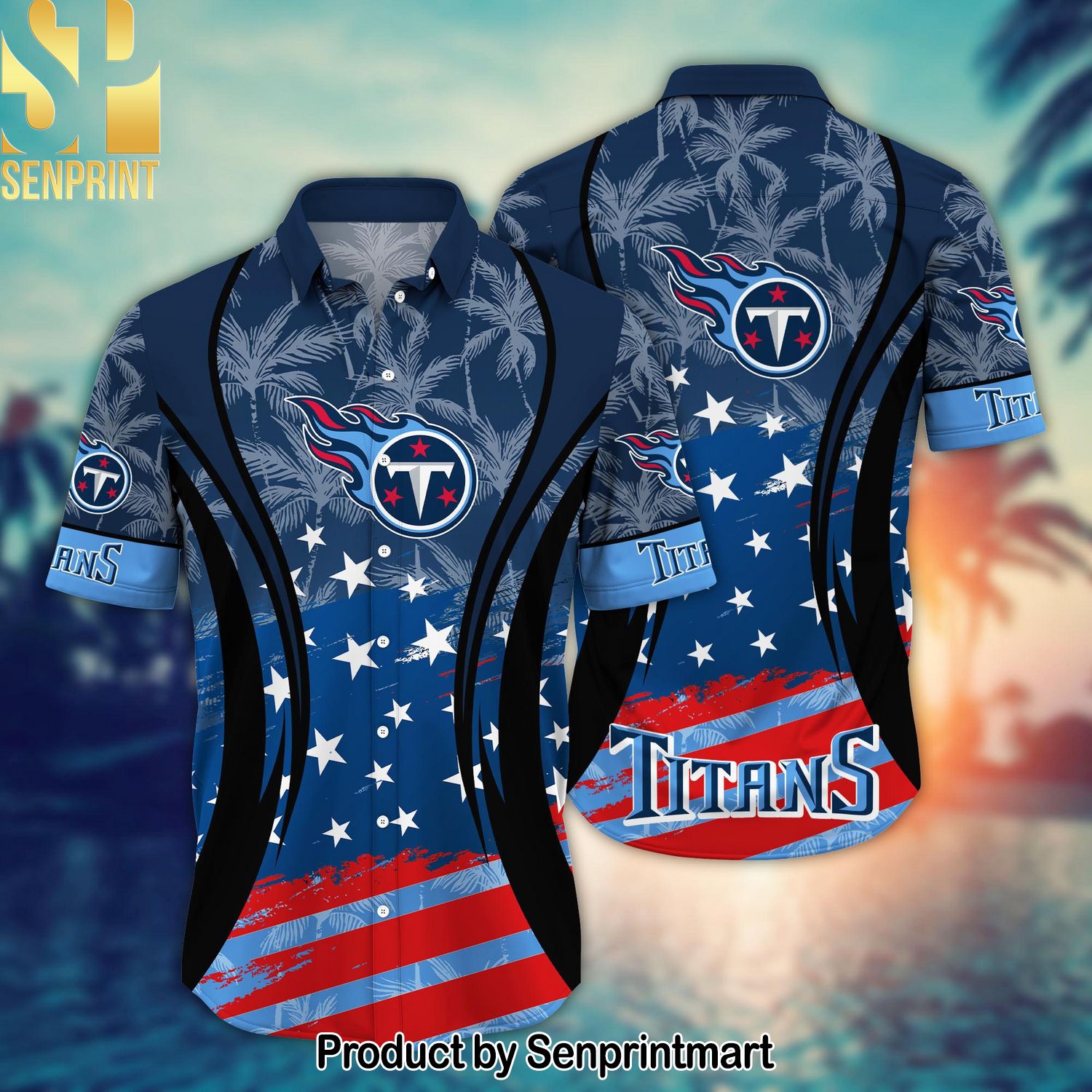 Tennessee Titans National Football League Summer 4th Of July USA Flag For Fan Full Printed Hawaiian Shirt