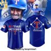 Texas Rangers Fanatics Branded Royal Postseason Classic All Over Printed Hawaiian Print Aloha Button Down Short Sleeve Shirt