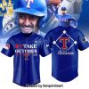 Texas Rangers Fanatics Branded Royal Postseason 3D Hawaiian Print Aloha Button Down Short Sleeve Shirt