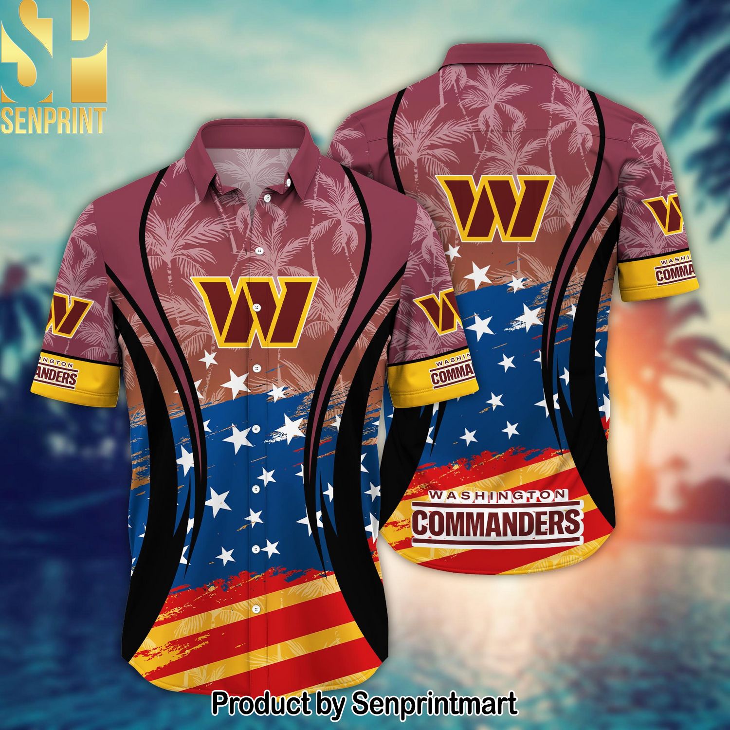 Washington Commanders National Football League Summer 4th Of July USA Flag For Fan 3D Hawaiian Shirt