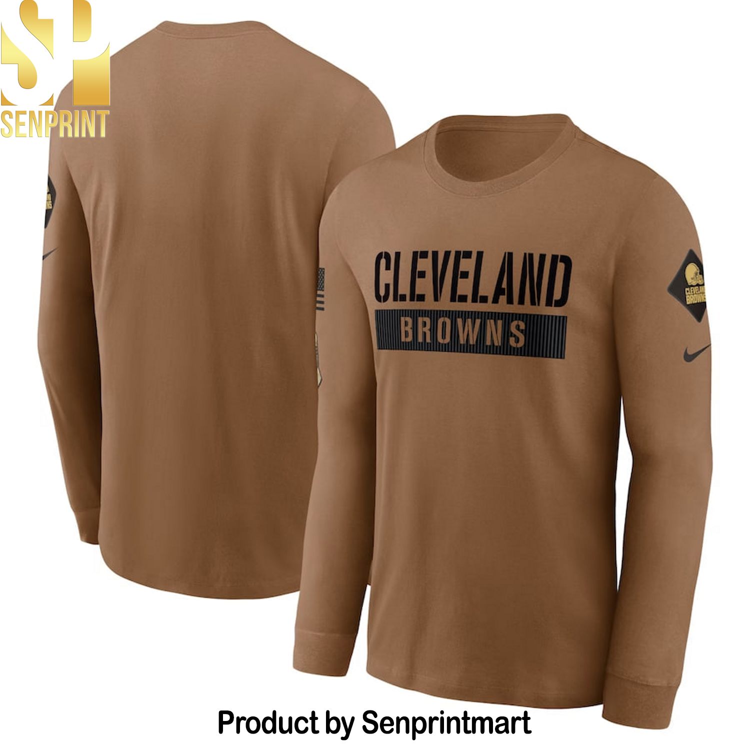 Cleveland Browns Brown 2023 Salute To Service Long Sleeve Shirt