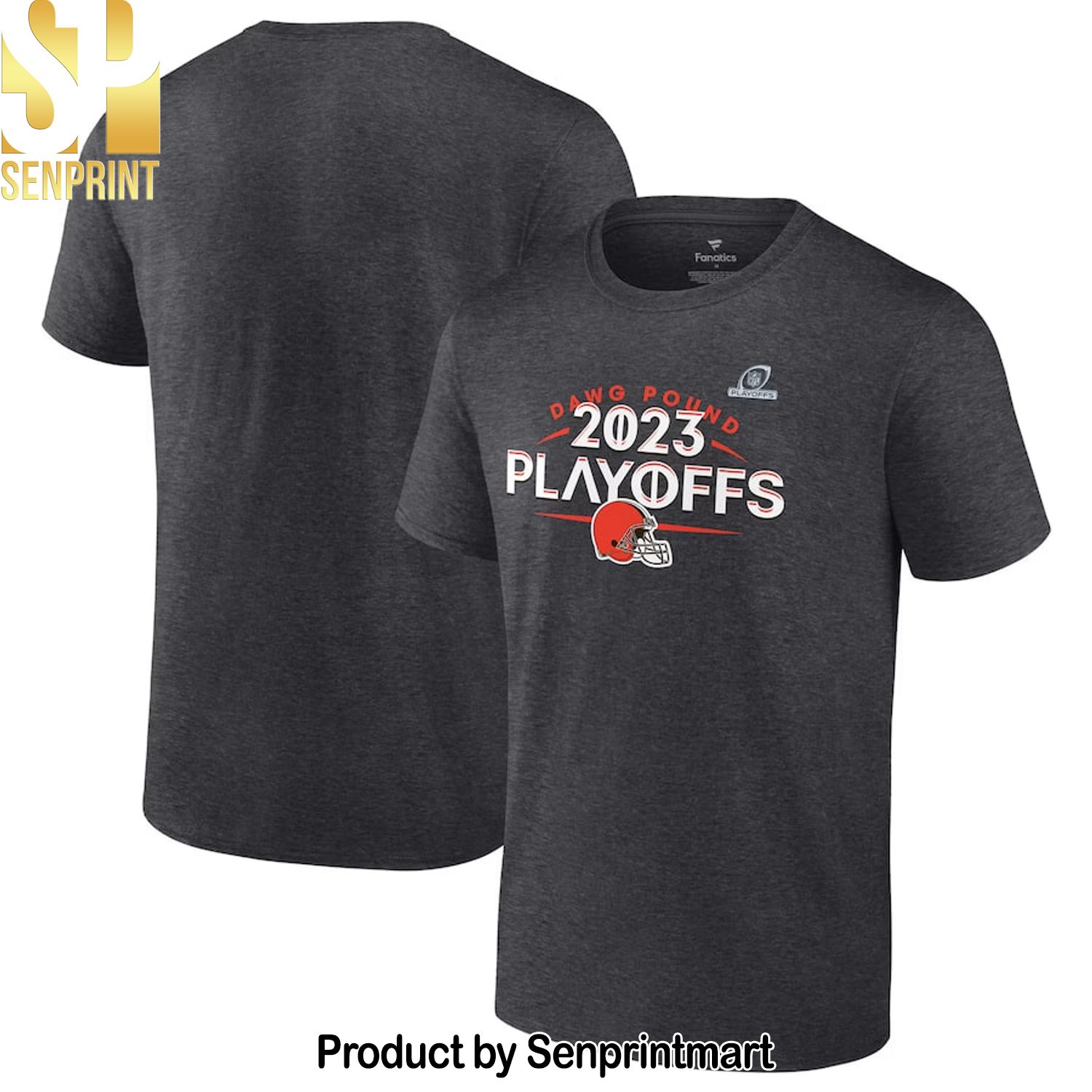 Cleveland Browns Heather Charcoal 2023 NFL Playoffs T-Shirt