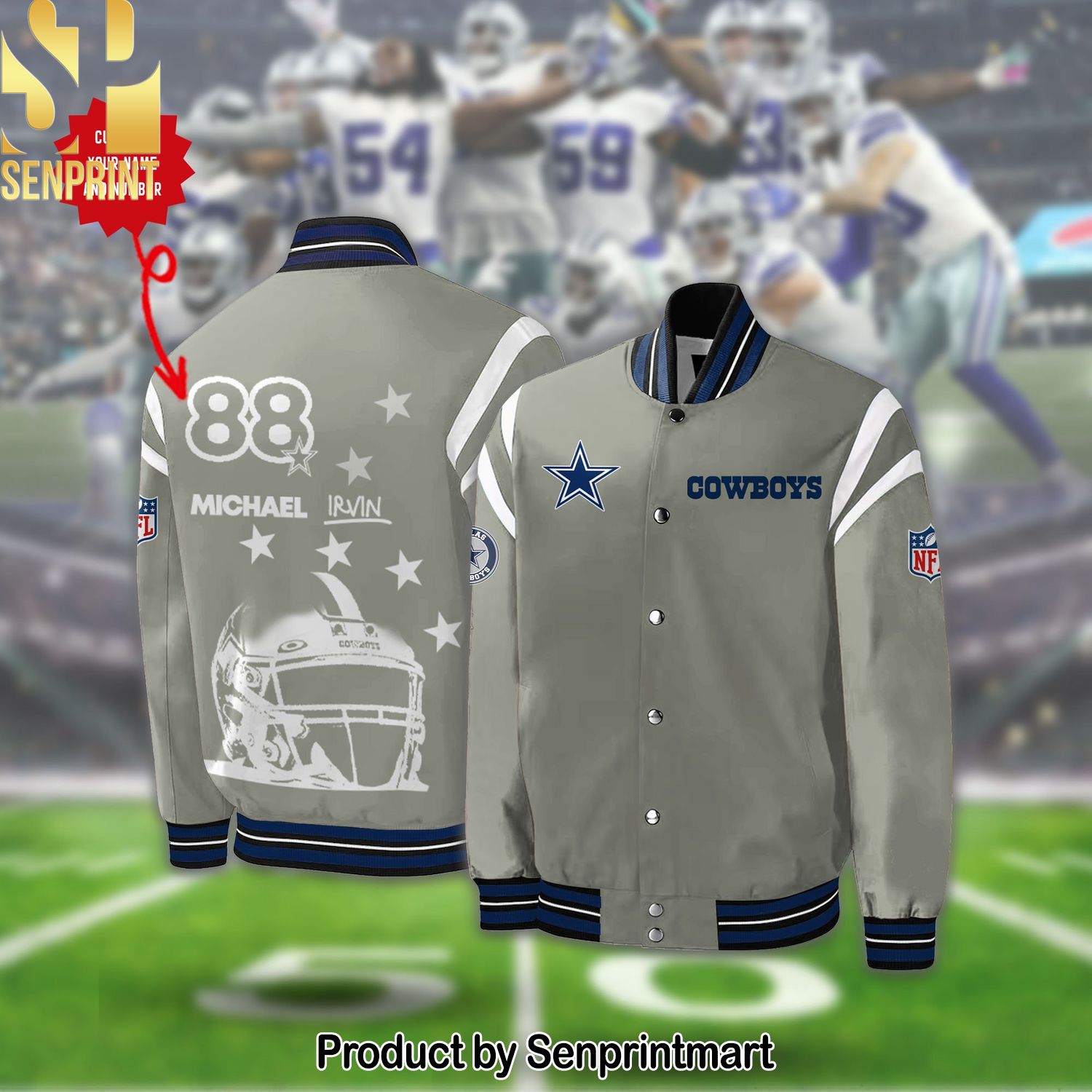 Dallas Cowboys Bomber Jacket – Grey