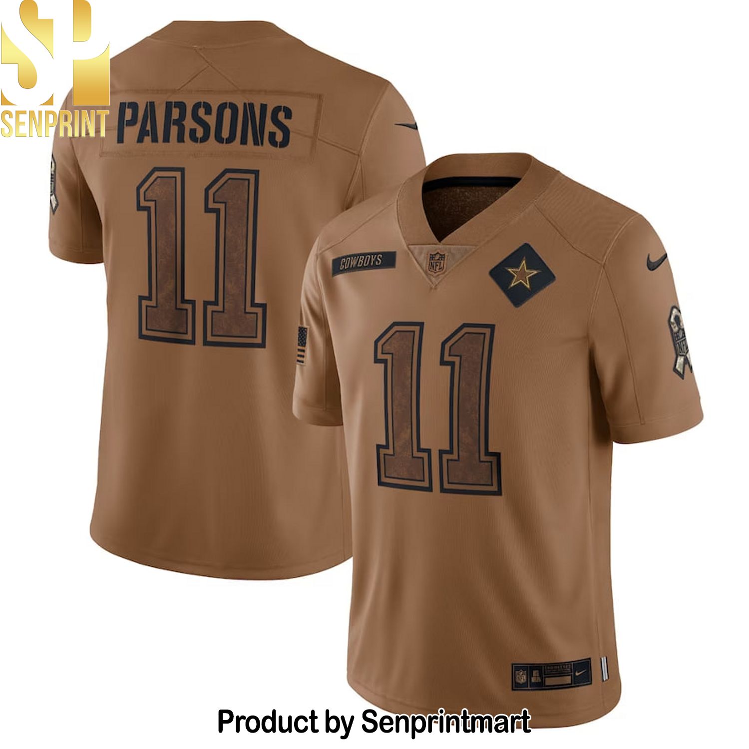 Dallas Cowboys Brown 2023 Salute To Service Limited Custom Name and Number Jersey