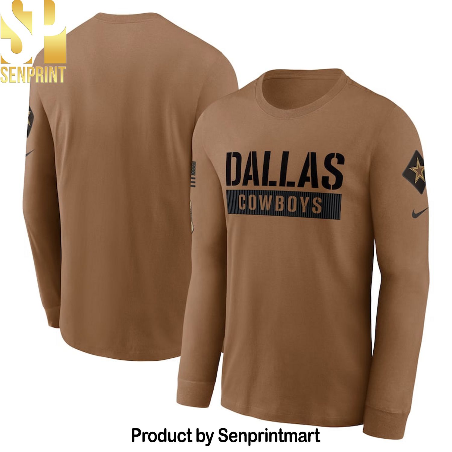 Dallas Cowboys Brown 2023 Salute To Service Long Sleeve Shirt