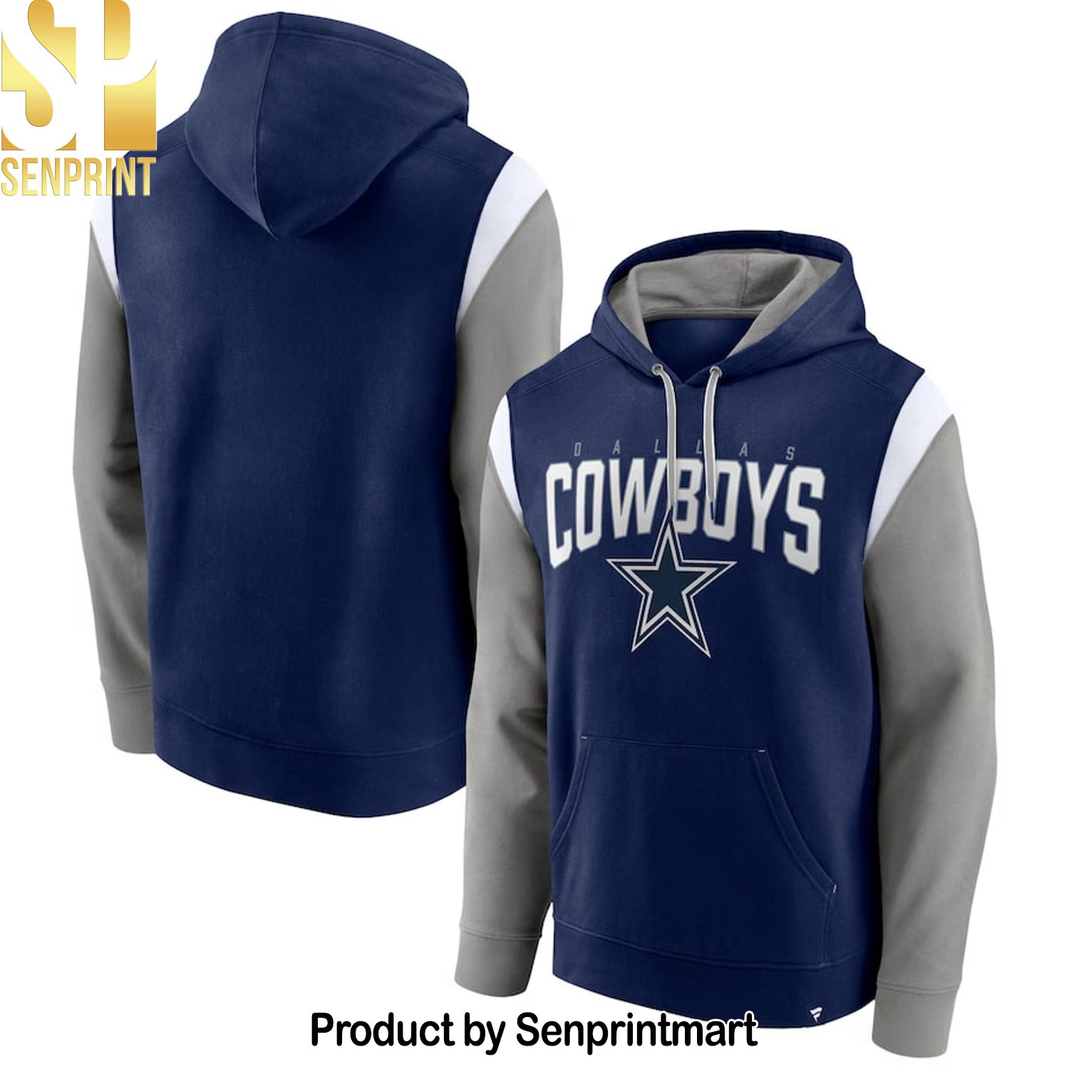 Dallas Cowboys Navy Trench Battle Pullover Hoodie