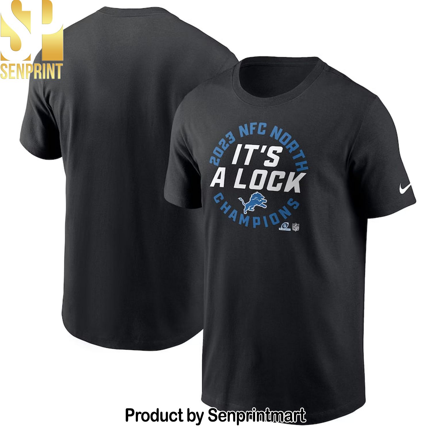 Detroit Lions 2023 NFC North Division Champions Locker Room Trophy Collection T-Shirt