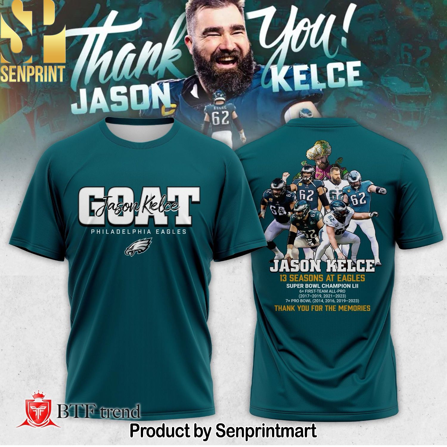 Goat Jason Kelce Philadelphia Eagles Shirt