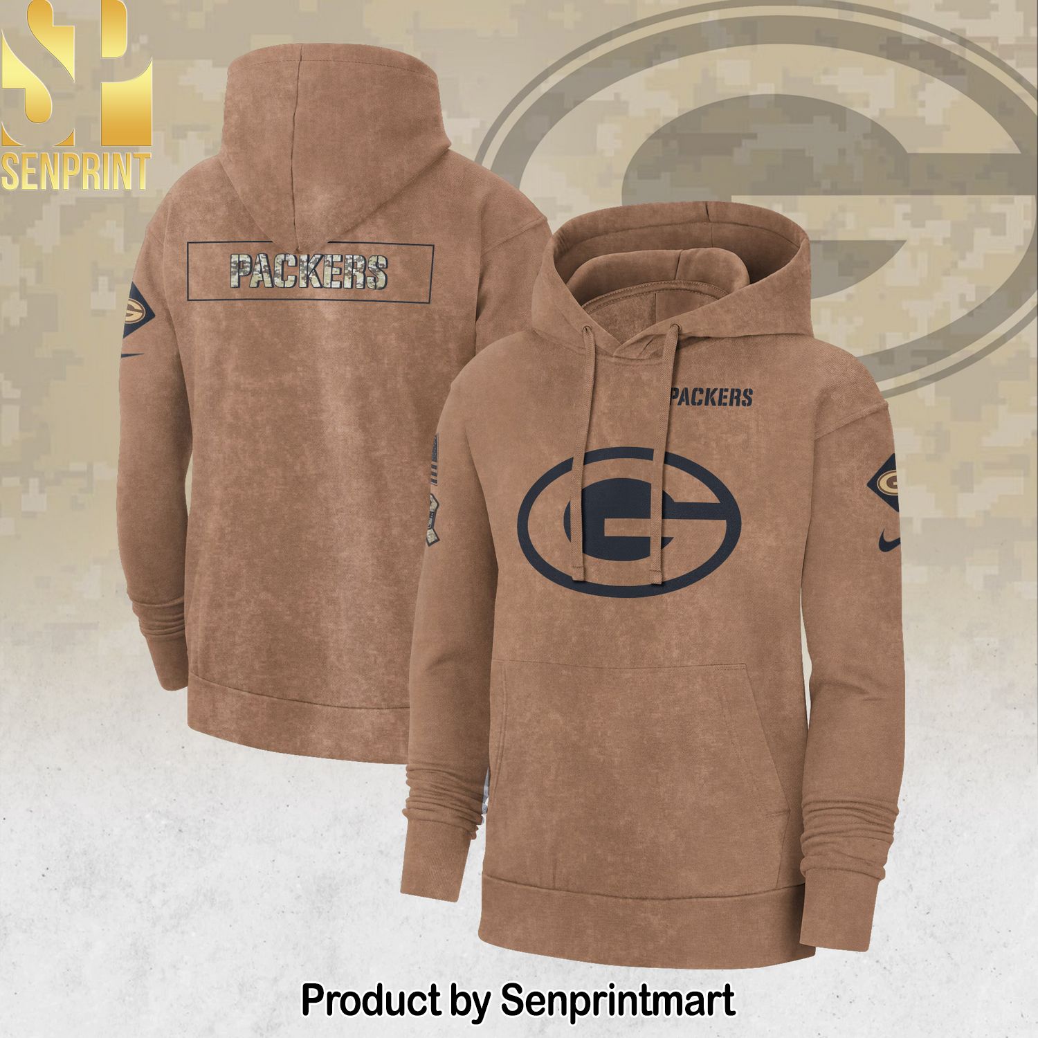 Green Bay Packers Brown 2023 Salute To Service Hoodie