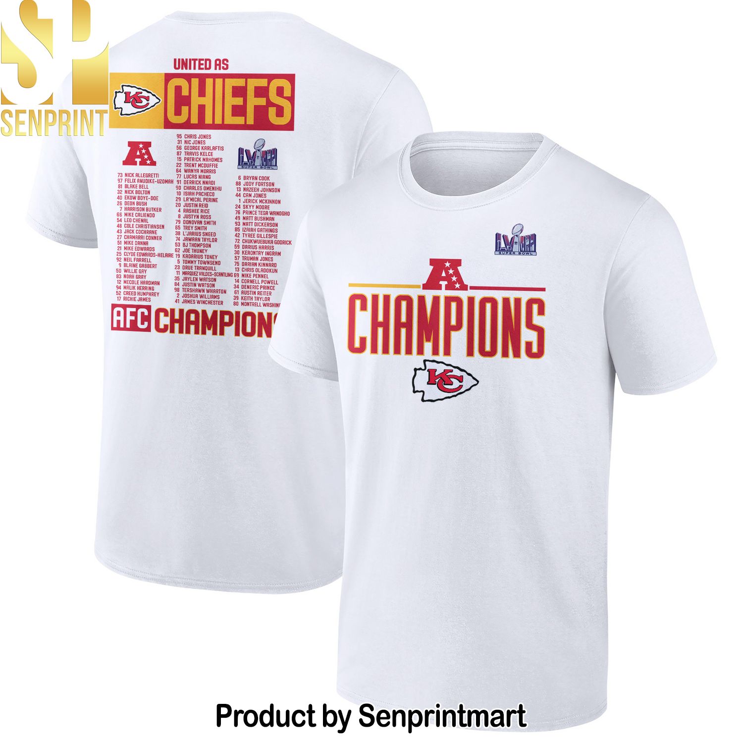 Kansas City Chiefs 2023 AFC Champions RosterGift Ideas Shirt