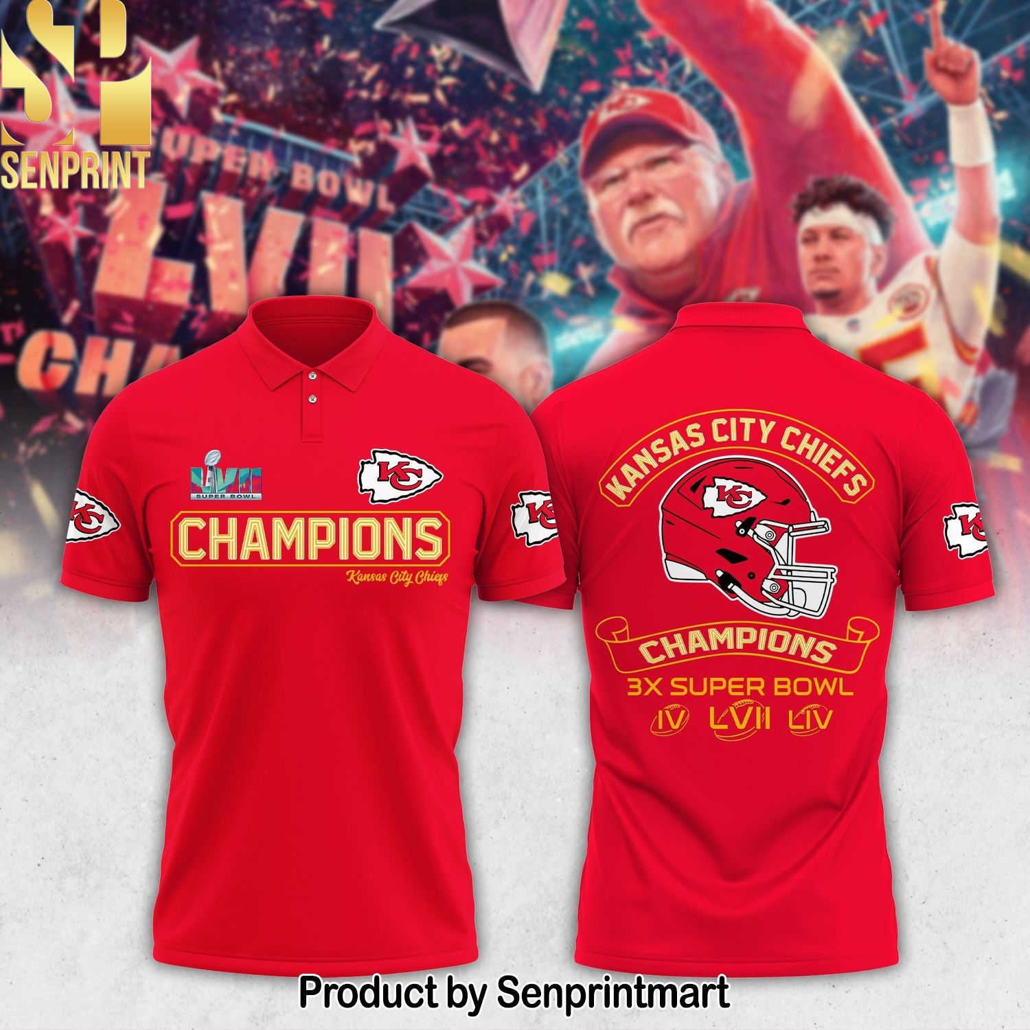 Kansas City Chiefs 2023 Super Bowl LVII Champions Polo-Red
