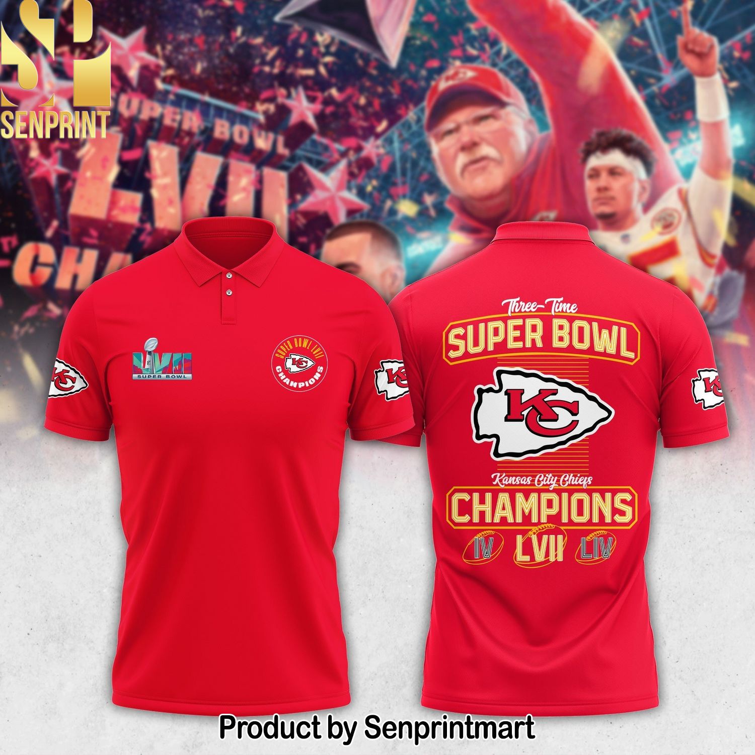 Kansas City Chiefs Super Bowl LVII Champions Polo-Red