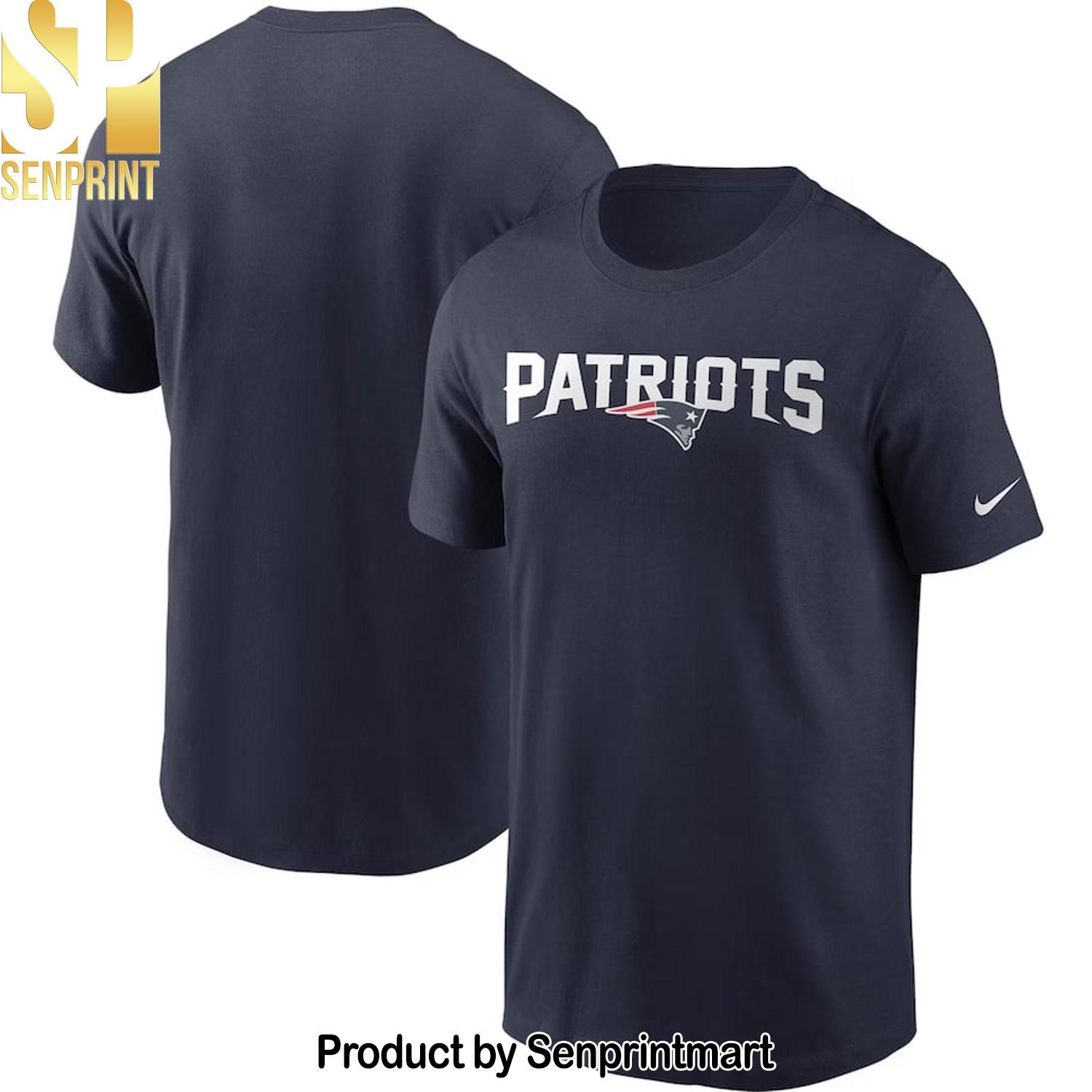 New England Patriots Navy Team Wordmark T-Shirt