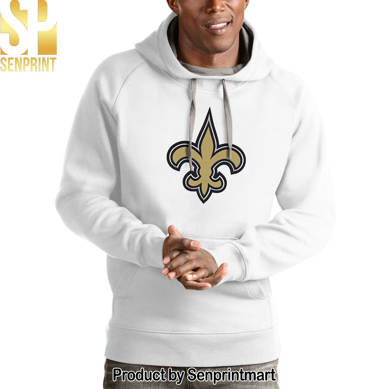 New Orleans Saints Antigua White Victory Pullover Hoodie