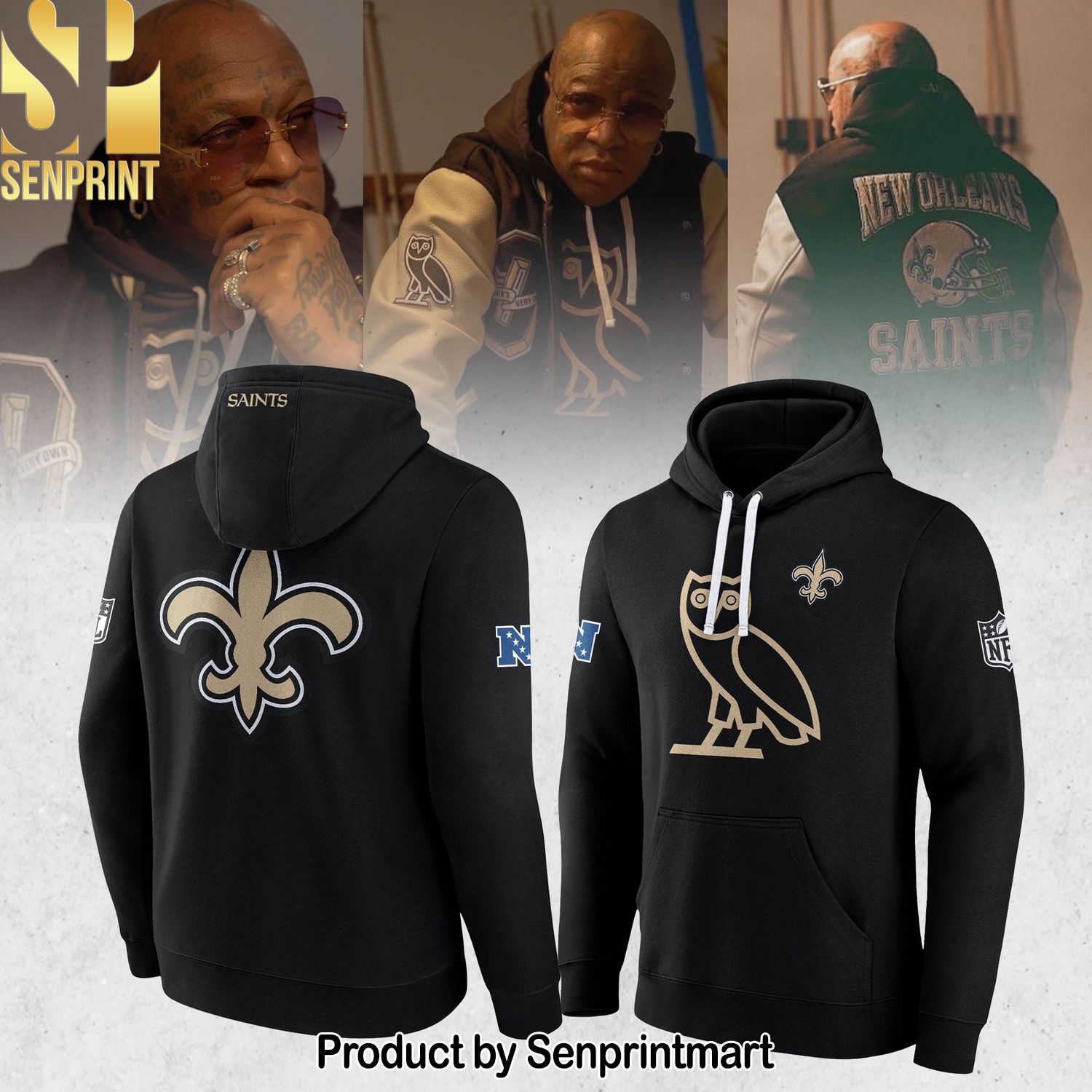 New Orleans Saints OVO Full-Snap Varsity Hoodie